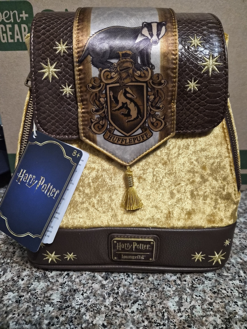 Loungefly Harry Potter Hufflepuff Mini Backpack - Gold & Brown